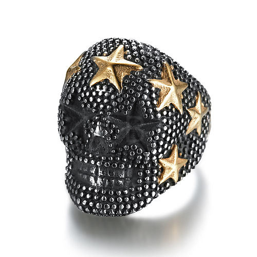 Skull with Star Chunky Wide Band Ring GUQI-PW0001-229H-02-1