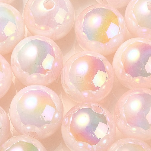 UV Plating Rainbow Iridescent Acrylic Beads PACR-E001-03H-1