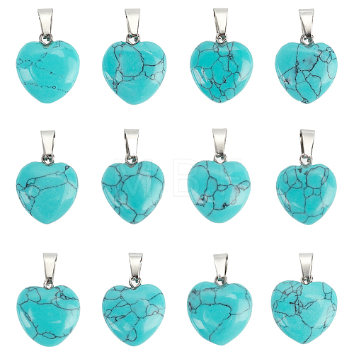 Heart Dyed Synthetic Turquoise Pendants G-AR0002-91P-1