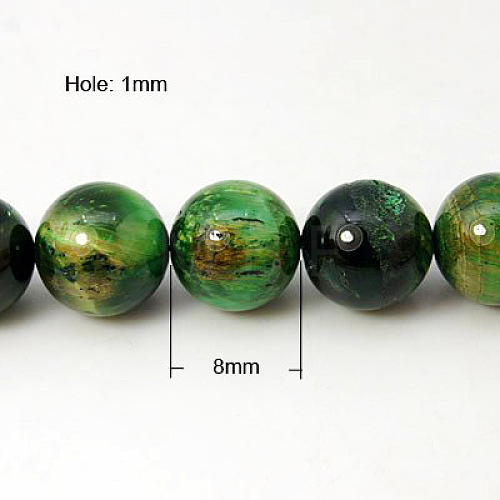 Natural Green Tiger Eye Beads Strands X-G-G099-8mm-6-1