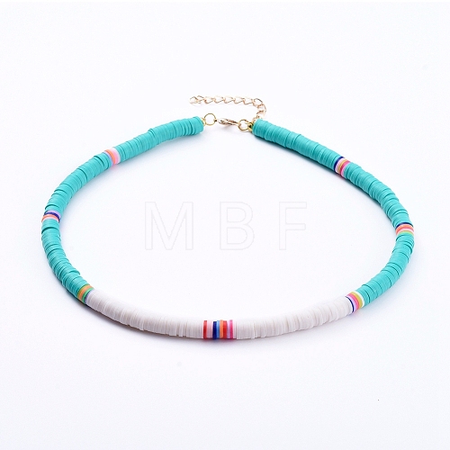 Handmade Polymer Clay Heishi Beaded Choker Necklaces NJEW-JN02722-03-1