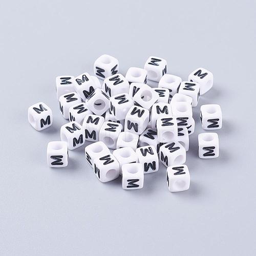 Acrylic Horizontal Hole Letter Beads PL37C9308-M-1