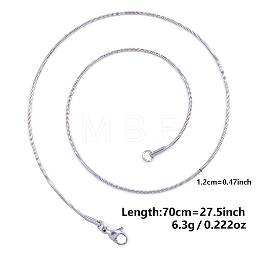 Non-Tarnish 1.2MM Unisex 304 Stainless Steel Snake Chains Necklaces YO4082-16-1