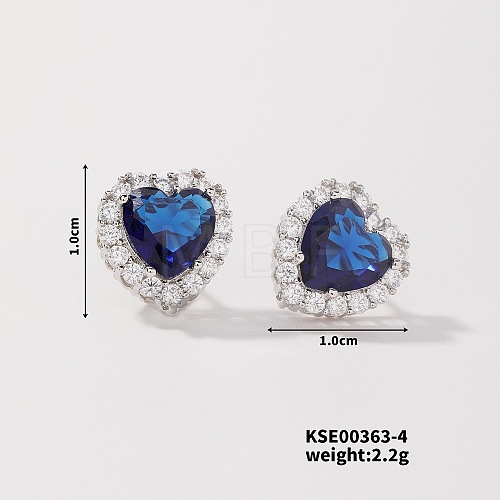 Chic Heart-shaped Stud Earrings with Delicate Diamonds UG6392-4-1