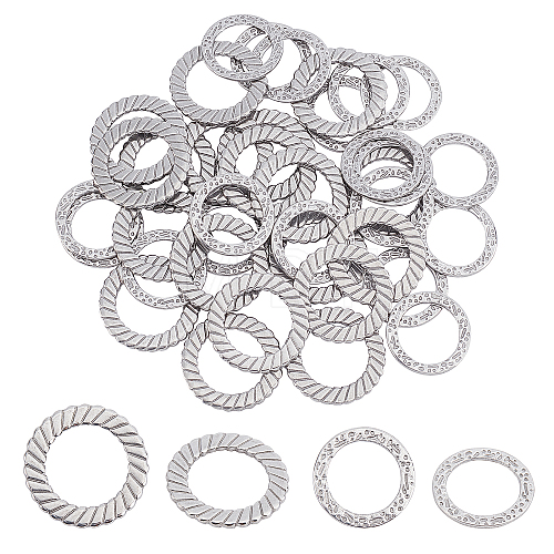 Unicraftale 40Pcs 2 Style 304 Stainless Steel Linking Rings STAS-UN0022-16P-1