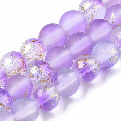 Frosted Spray Painted Glass Beads Strands X-GLAA-N035-03B-C11-1