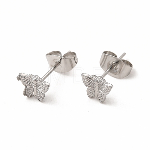 304 Stainless Steel Butterfly Stud Earrings for Women EJEW-C004-11P-1