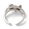 Bowknot Brass Micro Pave Clear Cubic Zirconia Open Cuff Rings for Women RJEW-C098-01P-3