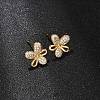 Brass Micro Pave Cubic Zirconia Stud Earrings Findings for Women EJEW-F418-13G-2