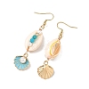 Natural Agate & Cultured Freshwater Pearl & Cowrie Shell Beads Dangle Earrings EJEW-JE07200-4