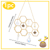 Brass Honeycomb & Yellow Quartz Chip Pendant Decorations HJEW-WH0069-33-2