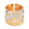 Brass Bowknot Open Cuff Ring RJEW-C102-18GP-2