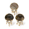 Brass Micro Pave Cubic Zirconia Stud Earring Findings with Natural Labradorite KK-Z096-05G-05-1