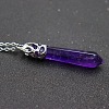 Natural Amethyst Faceted Bullet Point Pendant Necklaces FS-WG32EE9-09-1