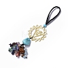 Natural Raw Turquoise & Mixed Stone Chips Tassel Pendant Decorations HJEW-P014-01G-07-1