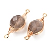 Natural Grey Agate Faceted Flat Round Links Connector Charms with Copper Herringbone Wire-Wrapped KK-Z152-09G-01-2