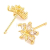 Brass Micro Pave Clear Cubic Zirconia Stud Earrings for Women EJEW-U015-09G-2