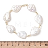 Baroque Natural Keshi Pearl Teadrop Beaded Stretch Bracelets for Women BJEW-JB13561-2
