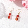 Round Natural Banded Agate Dangle Earrings EJEW-JE06466-1