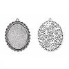 Tibetan Style Alloy Oval Tray Cabochon Settings TIBEP-5437-AS-FF-1