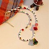 Christmas Tree Acrylic Pendant Santa Claus and Glass Seed Beaded Necklaces for Women FS-WGC89DE-01-1