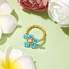 Round Seed Beads with Gemstone Beads Rings RJEW-MZ00015-4