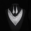 Triangle Scarves & Rhombus Sequin Alloy Pendant Necklaces & Dangle Earrings Sets FS-WG6C930-02-1