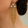 Fashionable Long Tassel Earrings with Crown Design and Rhinestones ND2166-1