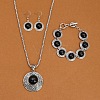 Alloy with Synthetic Turquoise Pendant Necklaces & Link Bracelets & Dangle Earring Sets WGBFEA3-06-1