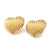 Texture Heart 304 Stainless Steel Stud Earrings for Women EJEW-U003-08G-1