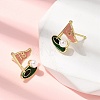 Ship Brass Enamel Stud Earrings EJEW-H180-24G-2
