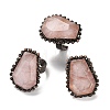 Natural Rose Quartz Open Cuff Ring RJEW-M166-03R-E-1