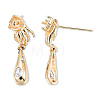 Brass Pave Clear Cubic Zirconia Hand with Teardrop Dangle Stud Earring Findings KK-N232-477LG-A-3