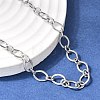 6MM 201 Stainless Steel Textured Horse Eye Link Chain Necklaces for Unisex NJEW-K302-19P-2