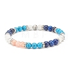 Natural & Synthetic Mixed Gemstone Round Beaded Stretch Bracelet for Women  BJEW-JB08336-4