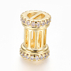 Hollow Brass Micro Pave Clear Cubic Zirconia Beads ZIRC-L085-53G-1