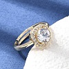 Brass Micro Pave Clear Cubic Zirconia Cuff Open Rings CU-CBA5C10-12G-3