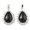 Natural Obsidian & Rhinestone Pendants G-K338-31P-10-1