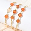 Natural Carnelian Faceted Flat Round Beaded Brass Paperclip Chain Bracelets GG-CBA37F5-02G-04-1