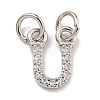 Initial Letter Brass with Cubic Zirconia Charms KK-Q814-26U-P-1