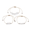 3Pcs 3 Style Natural Quartz Crystal Braided Bead Bracelets Set BJEW-JB09334-09-1