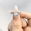 Rhodium Plated 925 Sterling Silver Pave 6.5x3.9mm Moissanite Finger Rings for Women WG36A3D-22-3