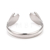 Non-Tarnish 304 Stainless Steel Double Hand Hug Open Cuff Ring for Women RJEW-C025-08B-P-2