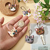 6Pcs 6 Colors Cat Head PVC Anti-Lost Key Sleeve Pendant Decorations HJEW-GL0001-30-3