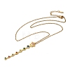 Brass Pave Cubic Zirconia Geometirc Pendant Star Y Tassel 201 Stainless Steel Chain Necklaces NJEW-C111-01A-4