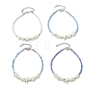 4Pcs 4 Colors Summer Natural Shell & Synthetic Magnesite Star & Glass Seed Beaded Anklets AJEW-AN00680-2