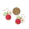 2 Pairs Strawberry ABS Plastic Imitation Pearl Dangle Earrings EJEW-JE06761-5