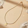 304 Stainless Steel Saint Benedict Medal Pendant Glass and Brass Beaded Short Necklaces for Women Daily Wear LS-AB8901-4