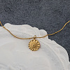 Bohemian 304 Stainless Steel Embossed Flower Pendant Necklaces for Women WG2EB36-01-2