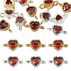 12Pcs 2 Colors Brass Pave Cubic Zirconia Heart Links Connector Charms KK-TA0003-48G-2